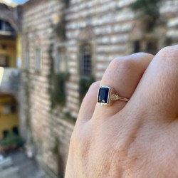 925 Ayar Safir Doğal Taşlı Gümüş Yüzük